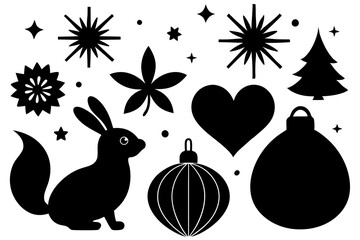 Festive holiday decoration silhouettes vector illustration 