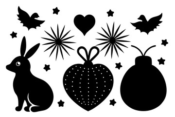 Festive holiday decoration silhouettes vector illustration 