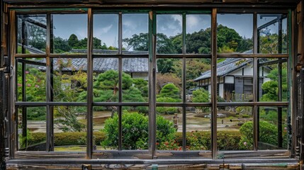 Japanese Garden Through a Window