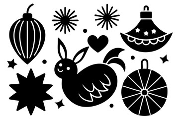 Festive holiday decoration silhouettes vector illustration 