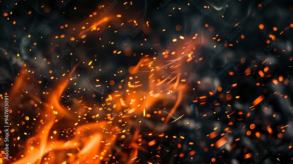 Wall mural abstract fire and sparkles