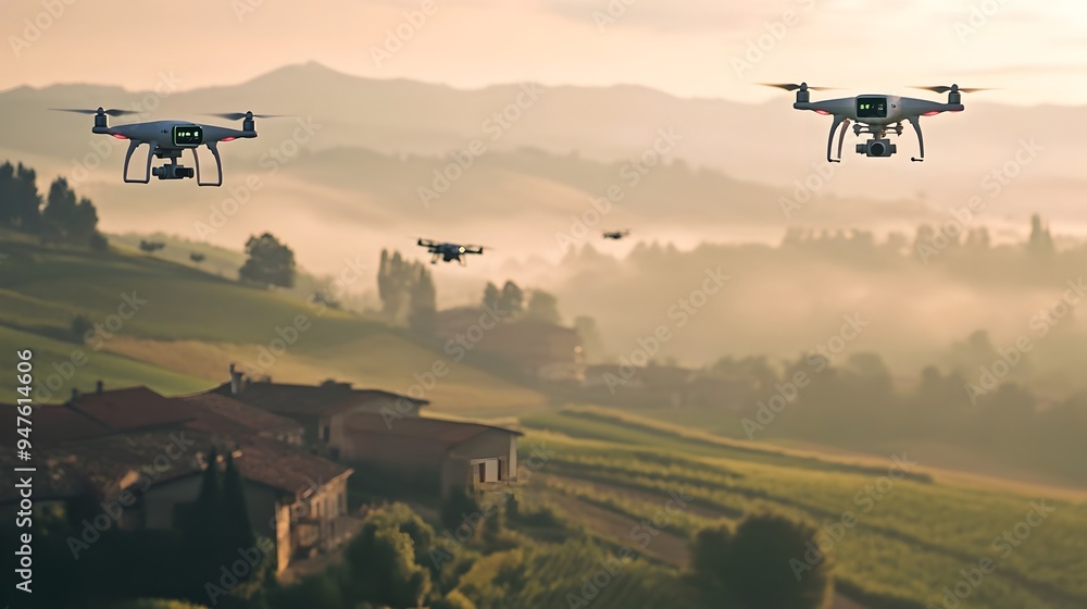 Aufkleber drones surveying farmland and collecting iot data to optimize precision agriculture techniques for s