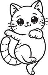 cute cat dancing vector art outline illustration
