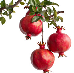Bunch of pomegranates hanging from a branch