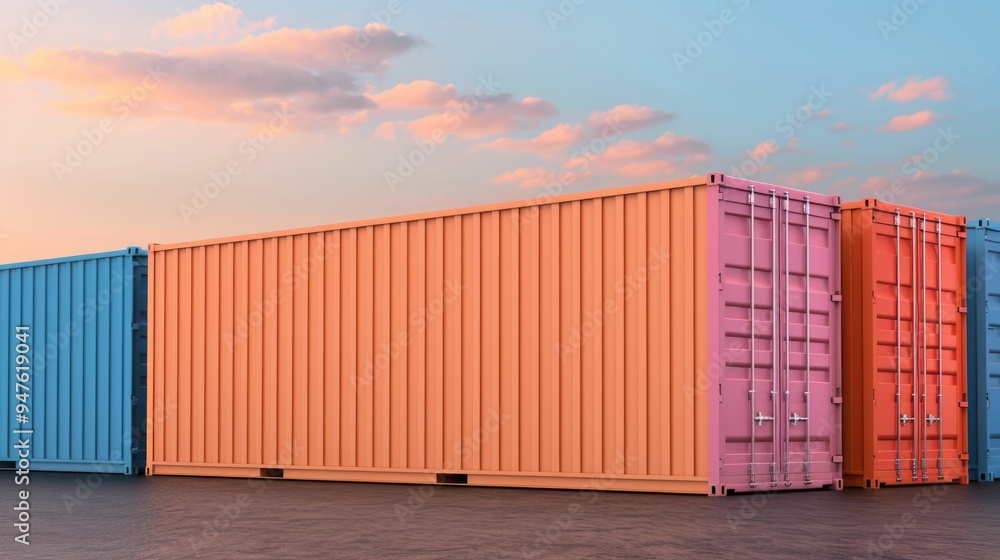 Poster detailed planning for freight container logistics team strategizing storage loading and distribution