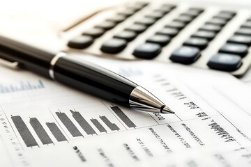 Financial Analysis: Pen and Calculator on Chart