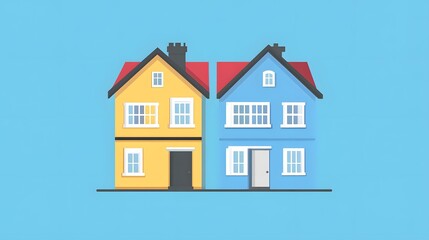 Two Colorful Houses Illustration