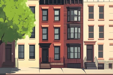 Naklejka premium Colorful Row Houses on a Sunny Day