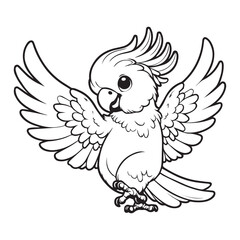cute cockatoo dancing vector art outline illustration