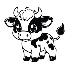 cute cow vector art outline illustration