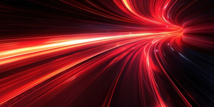 Abstract Red Lights Trails - Speed and Movement