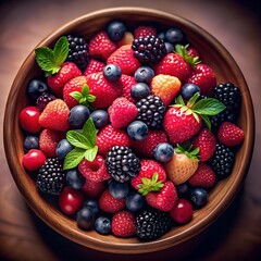Obraz premium assortment of berries in a beautiful bowl