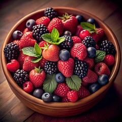 Fototapeta premium assortment of berries in a beautiful bowl