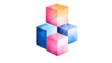 Obraz premium Cryptocurrency stacks, digital bank icons, transparent blockchain network, watercolor style