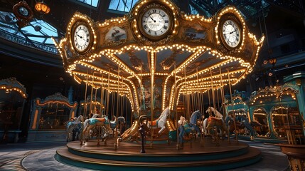 Accelerated Timepiece Carousel   Spinning Clocks Illustrate the Passage of Time