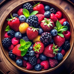 Fototapeta premium assortment of berries in a beautiful bowl
