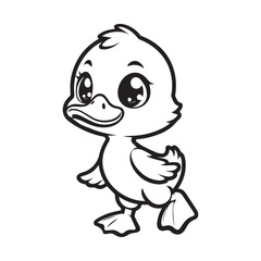 Fototapeta premium cute duck vector art outline illustration
