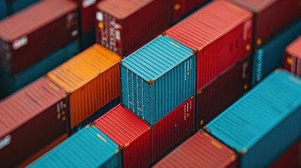 Fototapeta premium Automated RFID tracking of cargo containers in a highly efficient supply chain distribution hub enabling real time monitoring inventory control