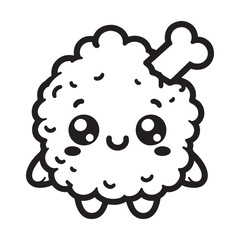 cute fried chicken vector art outline illustration
