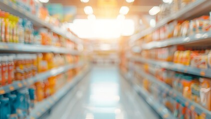 A blurry shot of a grocery store aisle with a lot of food items on the shelves by AI generated image