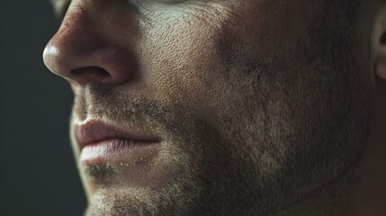 Obraz premium Dramatic Facial Injury with Fresh Untreated Cut on the Jawline