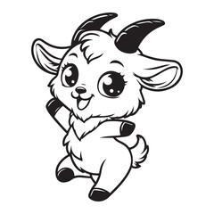 cute goat dancing vector art outline illustration 2