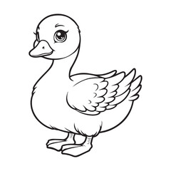 cute goose vector art outline illustration