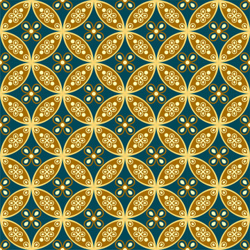 Pinang Kawung Batik Pattern, Indonesian Javanese Batik with seamless floral pattern, Vector Background.