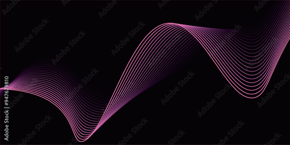 Poster abstract background with blue geometric wavy lines. modern minimal trendy lines pattern horizontal.