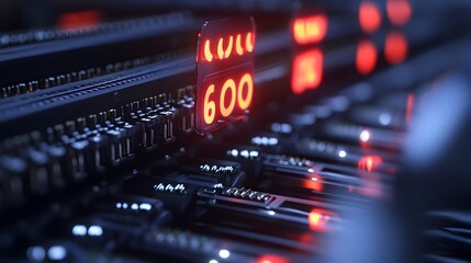 Futuristic Close up of Glowing 6G Network Equipment and Indicators