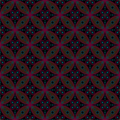 Pinang Kawung Batik Pattern, Indonesian Javanese Batik with seamless floral pattern, Vector Background.