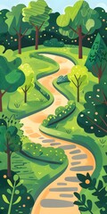 Green Forest Path Illustration