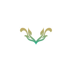 V Leaf Organic Logo Vector