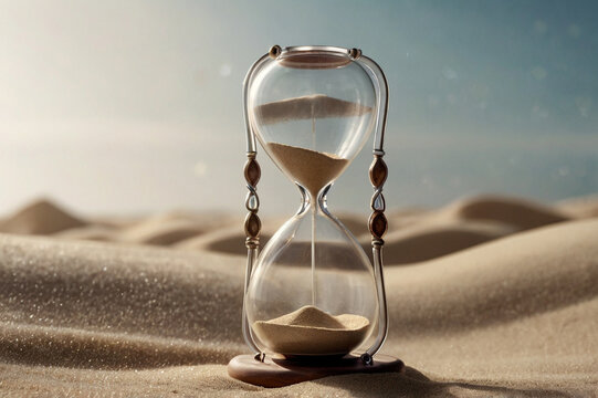 Hourglass on Sand - Symbol of Time and Transience