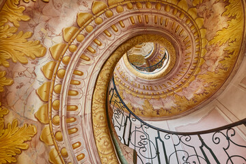 Spiral stair in Melk abbey. Austrian historic monastery. Wachau valley