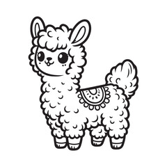 cute lama vector art outline illustration © Sailor16