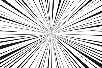 Comic black speed lines background. Comic zoom lines design template