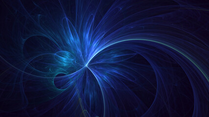 3D rendering abstract blue technology fractal background. Its not AI Generatd illustration.