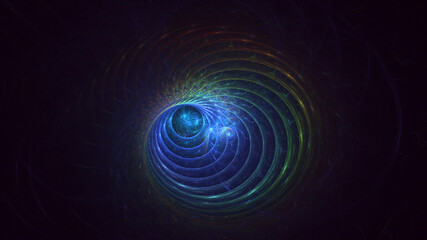 3D rendering abstract blue technology fractal background. Its not AI Generatd illustration.