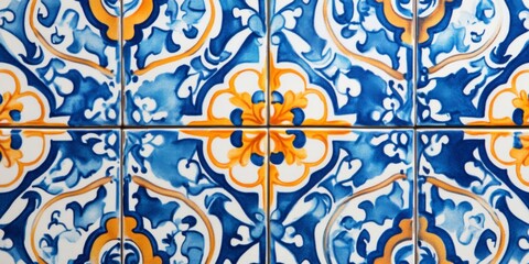 Vibrant and colorful Spanish or Portuguese Azulejo ceramic tile pattern