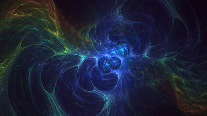 3D rendering abstract blue technology fractal background. Its not AI Generatd illustration.