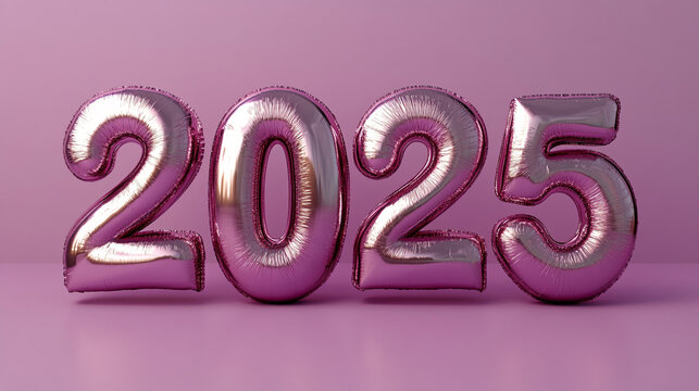 Pink glitter numbers 2025 on a pink background symbolize the holiday and New Year, perfect for festive and special occasion themes.