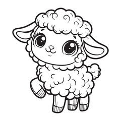 cute sheep vector art outline illustration