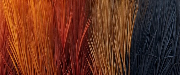 Naklejka premium Close-up of Dried Grass Blades in Various Shades of Brown, Orange, and Black