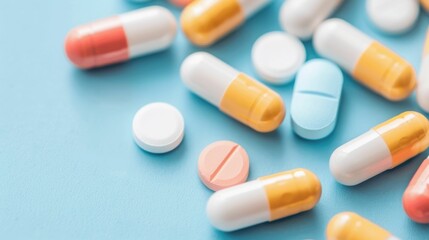 Medication adherence reminders and apps for managing daily prescription and supplement intake  Blurred pills capsules and other pharmaceutical products in the background