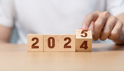 Naklejka premium Welcoming 2025: Preparing for Success with a Flip from 2024