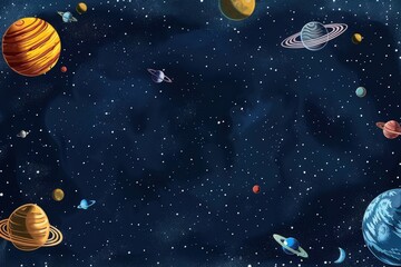 Naklejka premium Planets in space