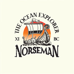 The Ocean Explorer is a Viking ship logo vector Illustration © Basslengyear