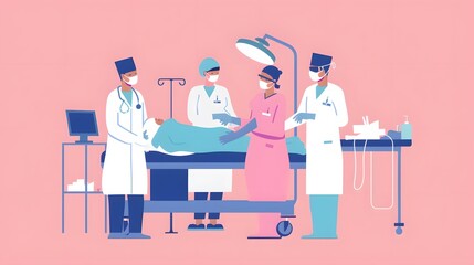 Fototapeta premium Healthcare workers preparing patient for surgery