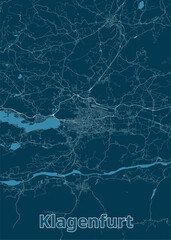 Klagenfurt, Austria artistic blueprint map poster